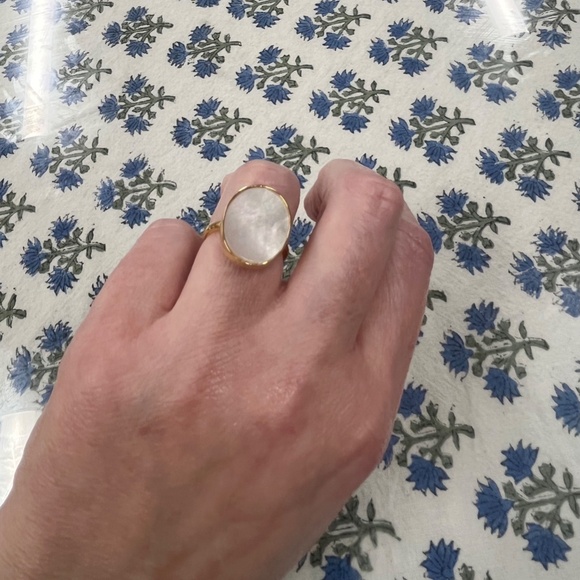 New J.Crew Mother of Pearl & Gold Plated Ring and Earring Set - Picture 5 of 15